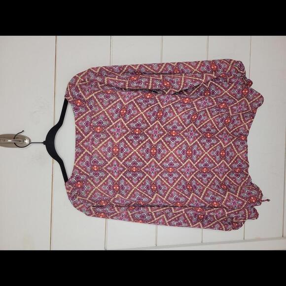 Laundry by Shelli Segal XL tan pink & orange print blouse - Picture 2 of 4